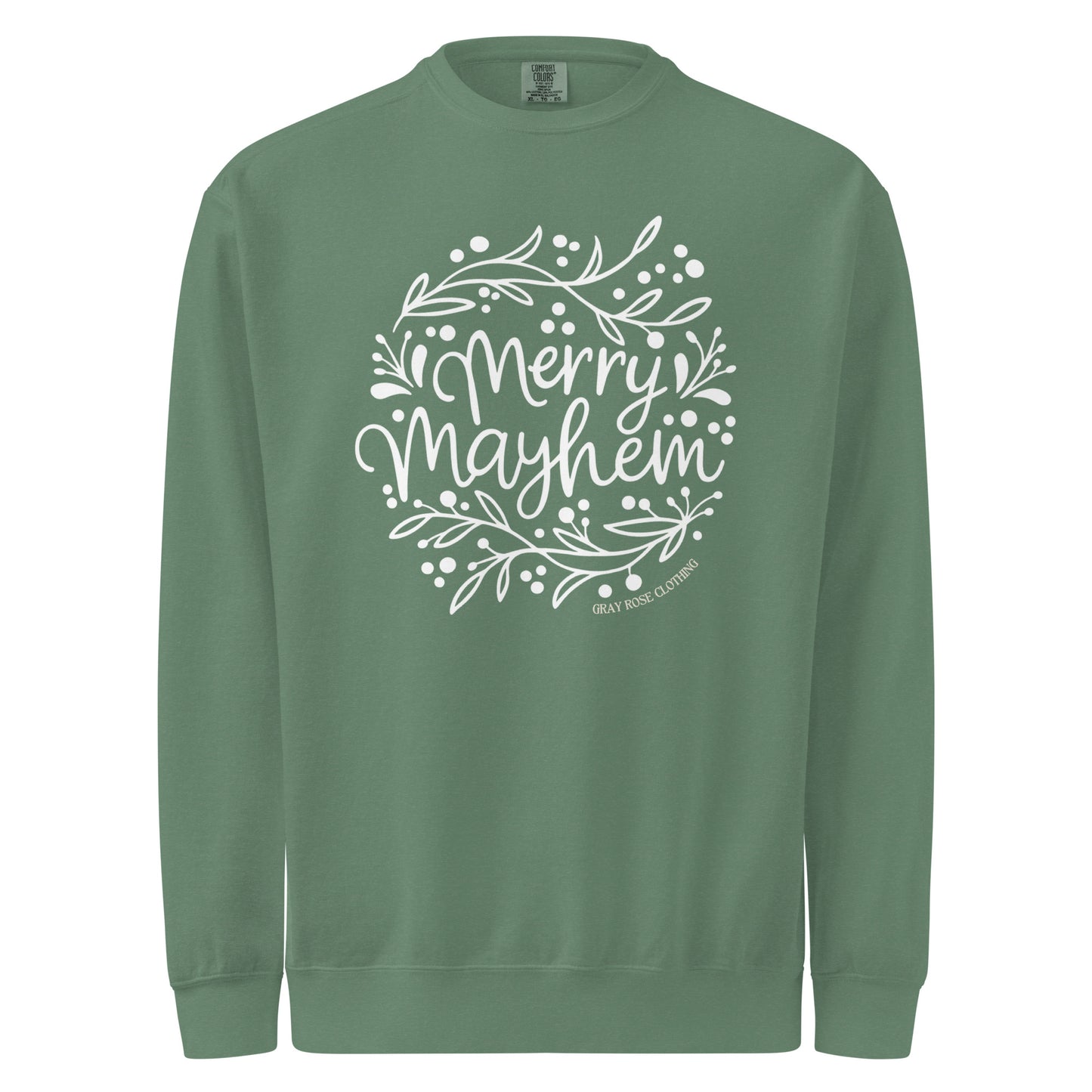 Product mockup of Merry Mayhem Sweatshirt