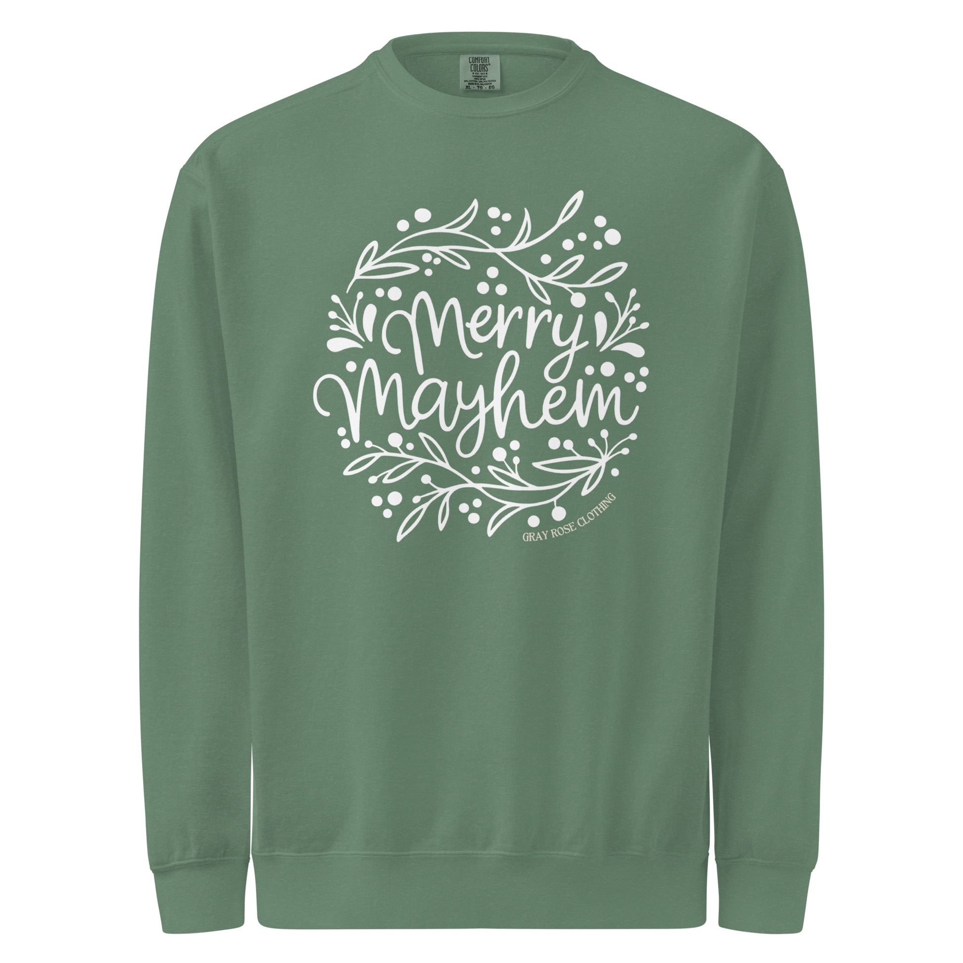 Product mockup of Merry Mayhem Sweatshirt