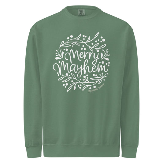 Product mockup of Merry Mayhem Sweatshirt